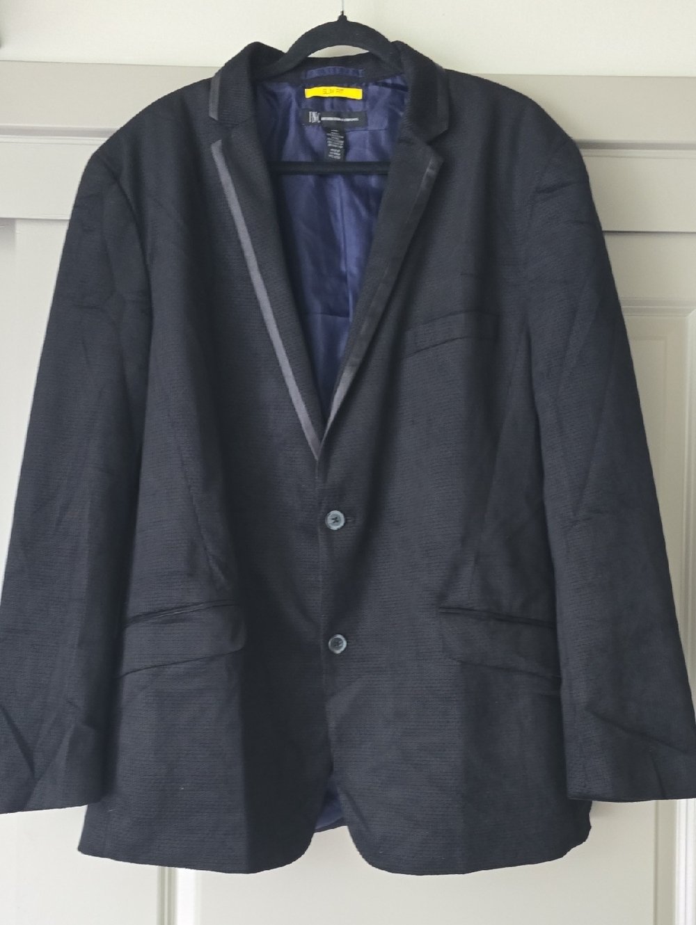 INC International Concepts Black Textured Sport Coat with Satin Trim